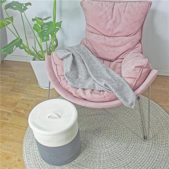 Yimi's Dream Storage Basket with Lid, Small Lidded Cotton Rope Storage Bins for - Picture 5 of 6